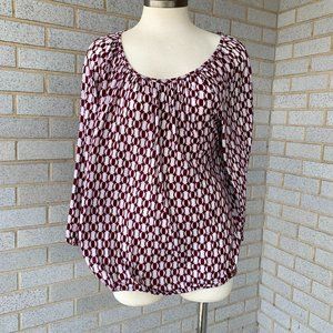 MICHAEL MICHAEL KORS PEASANT BLOUSE TOP SIZE L 100% VISCOSE